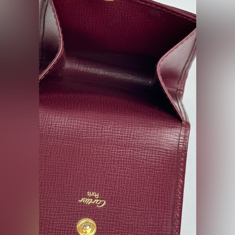 Cartier Vintage Bordeaux Leather Coin Pouch Wallet Gold Corners EUC - Picture 8 of 9